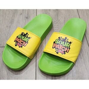 Sour Patch Kids Green Yellow Slides Sandals Youth Kids‎ Size S (Approx 1/1.5)